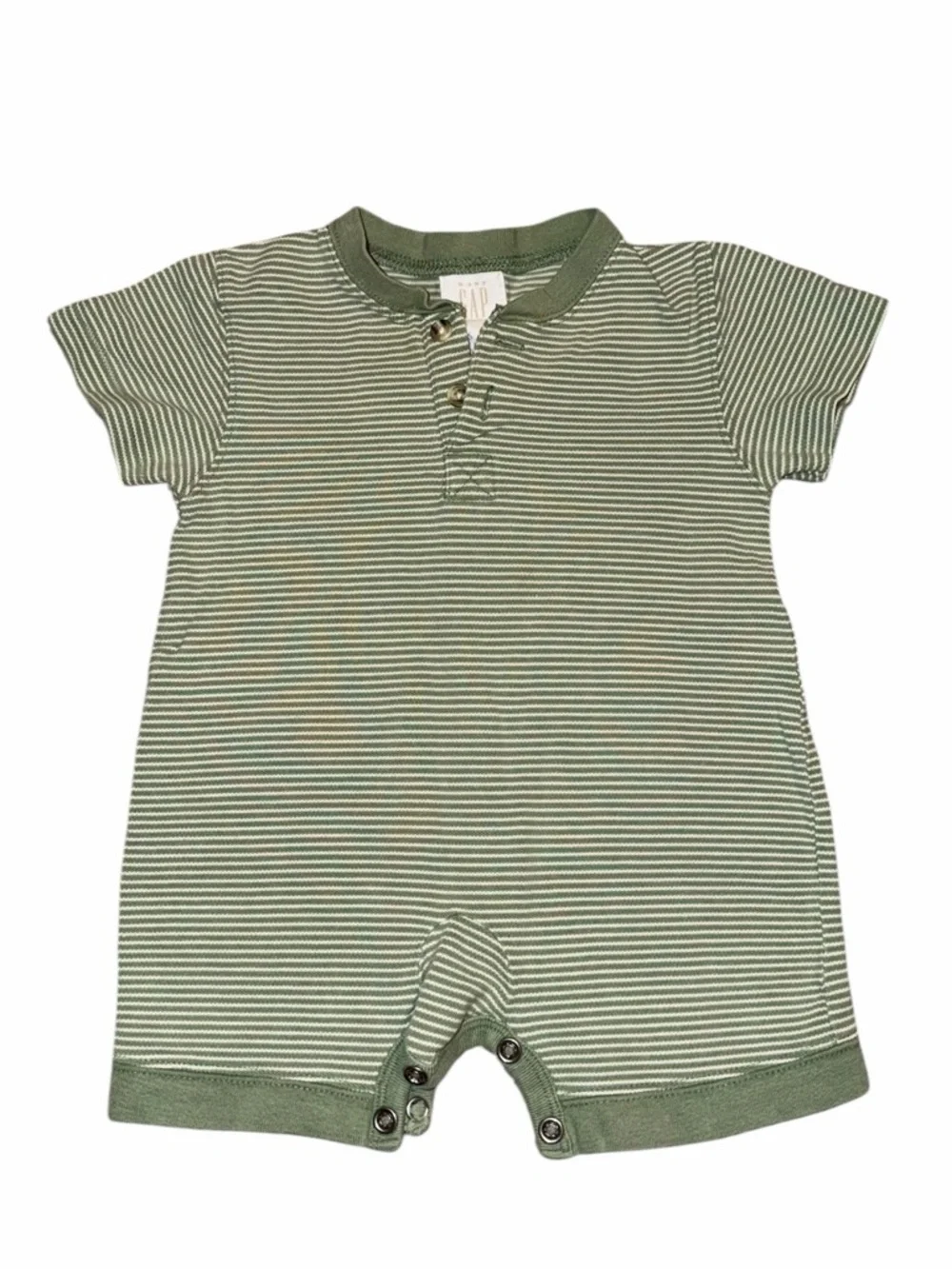 Baby Gap Green Stripe Cotton Onesie Shortie - Size 3-6 Mo